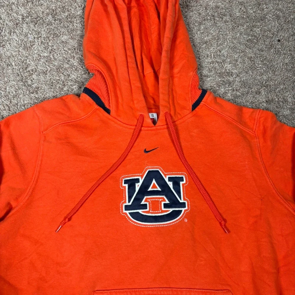 Vintage Nike Auburn Tigers Orange Hoodie Pullover Youth Small (4-6) Center Check